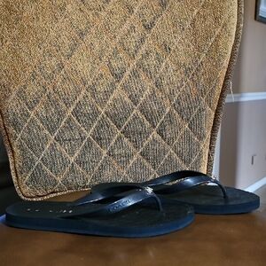 Coach Abbigail Navy Blue Signature Logo Turnlock Thong Flip Flops Sandals Shoes